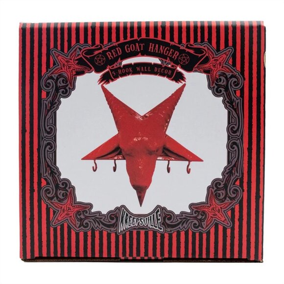 Baphomet Goathead Wall Keyholder Hanger Red Gloss Goats Head 7"x7" Satanic NIB - Picture 3 of 3